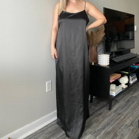 Rickie Freeman for Teri Jon Satin Maxi Side Slit Dress - Picture 1 of 4